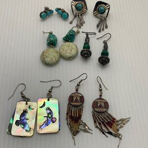 Handcrafted Silver and Turquoise Earrings Set
